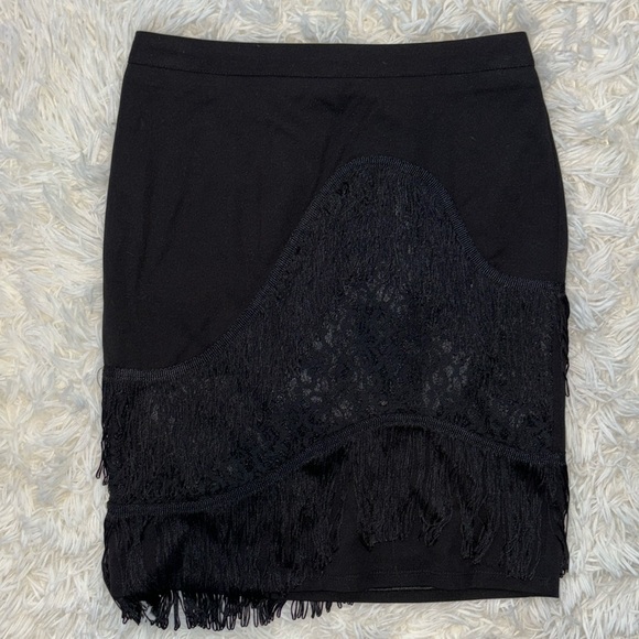 BEBE Fringe and Lace Black Skirt - Picture 2 of 7